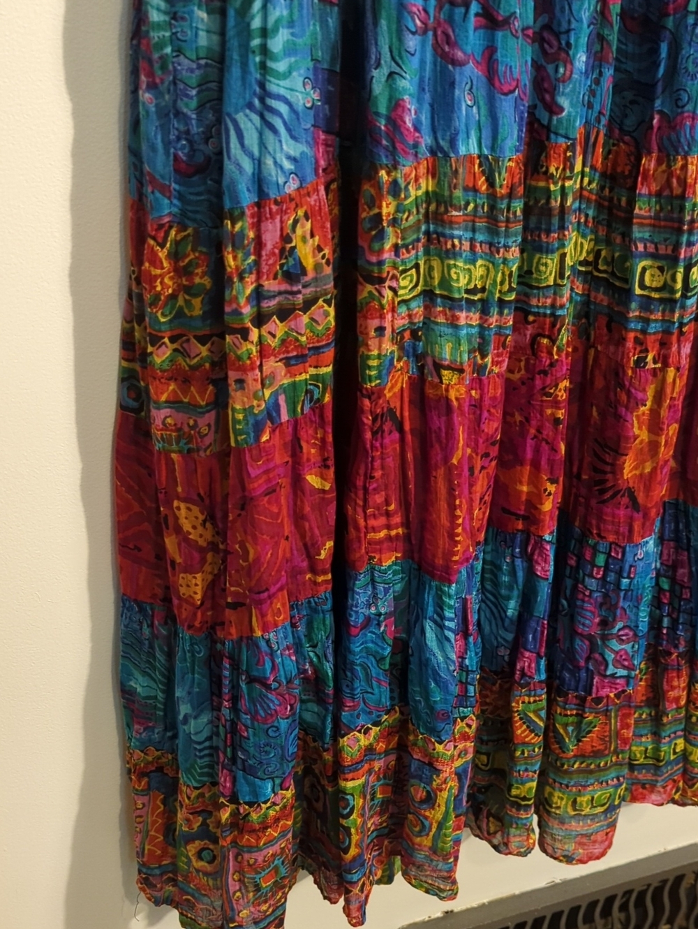 VINTAGE bohemian printed patchwork maxi dress - size large - Picture 6 of 7